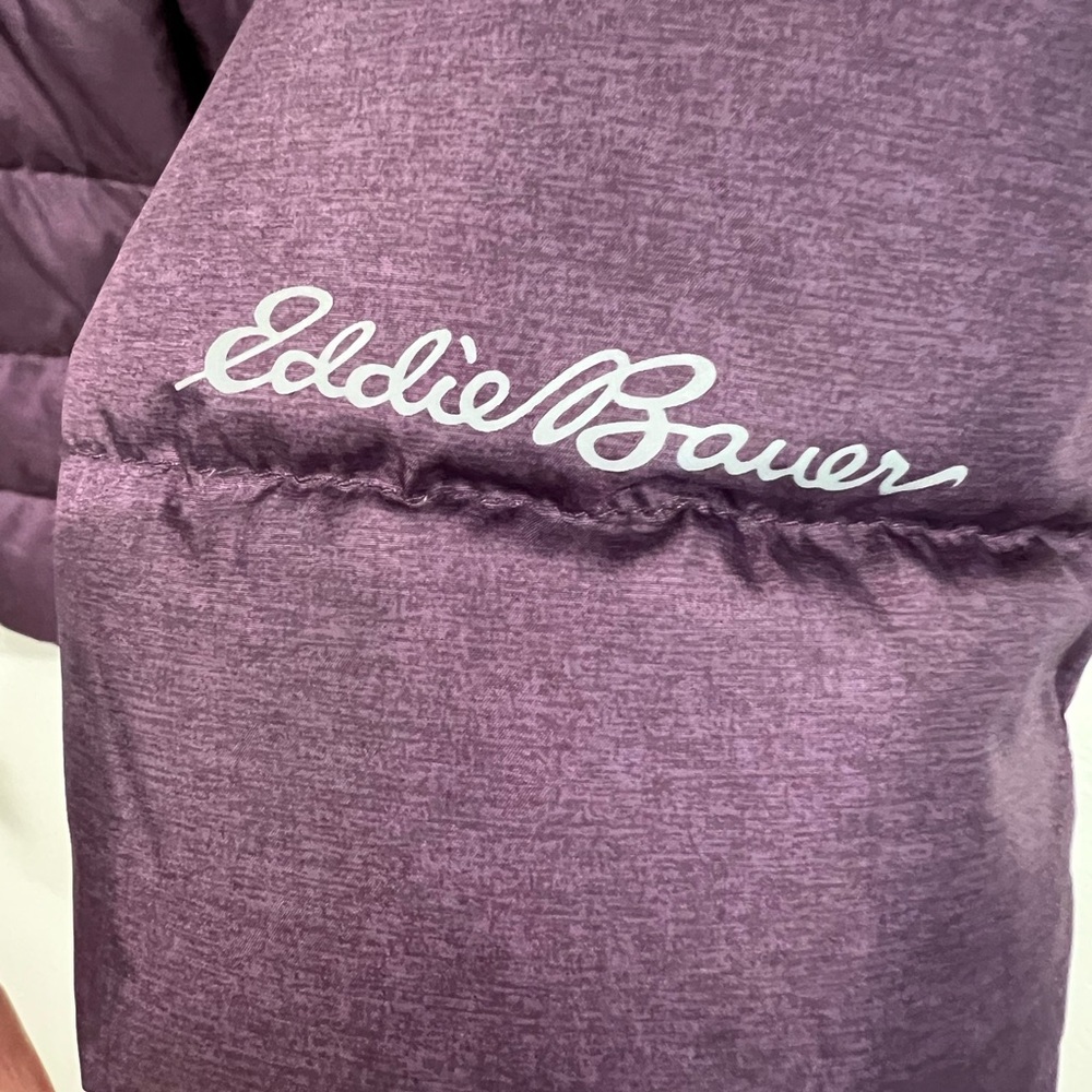 Eddie Bauer EB650 Down Filled Purple
Hooded Long Packable Puffer Coat  M - Picture 8 of 13